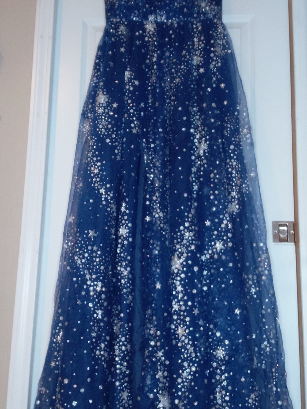 Amazon Navy Tulle Maxi Skirt with Silver Star and Sequin Detail